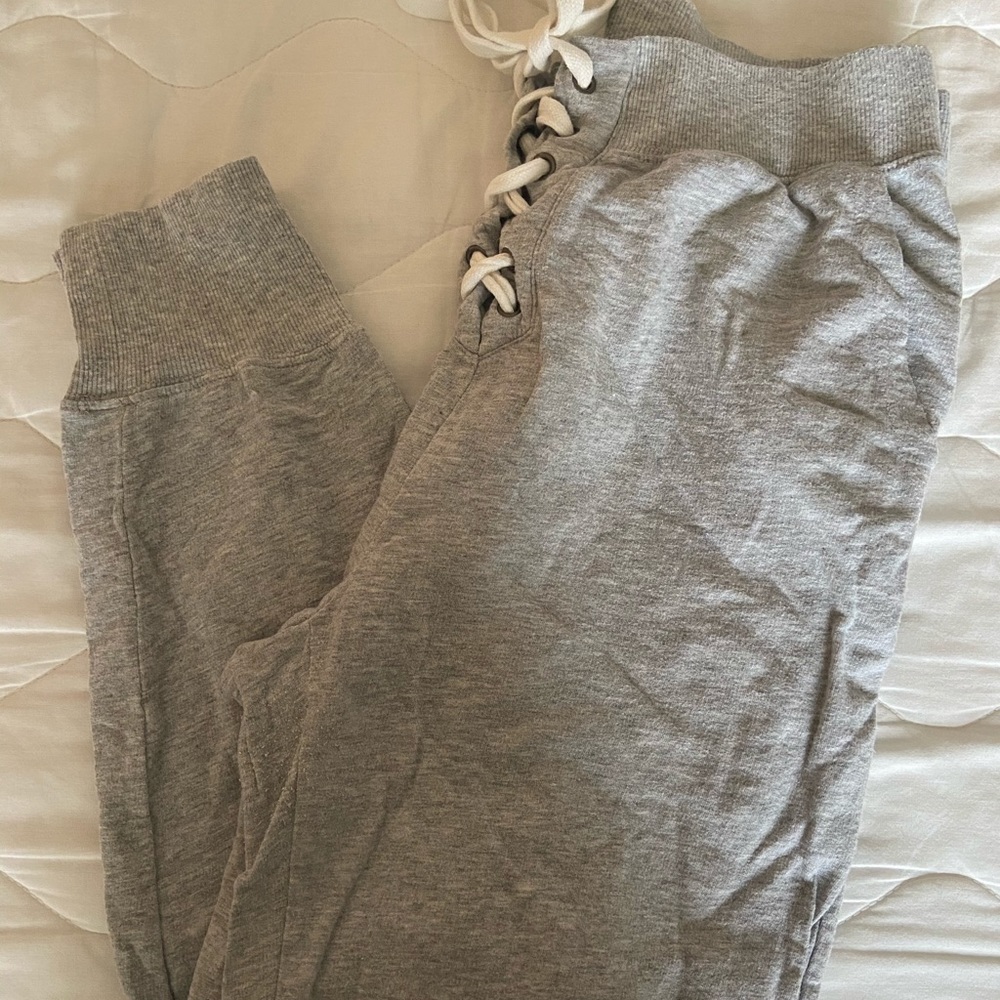 Grey Lace Up Joggers